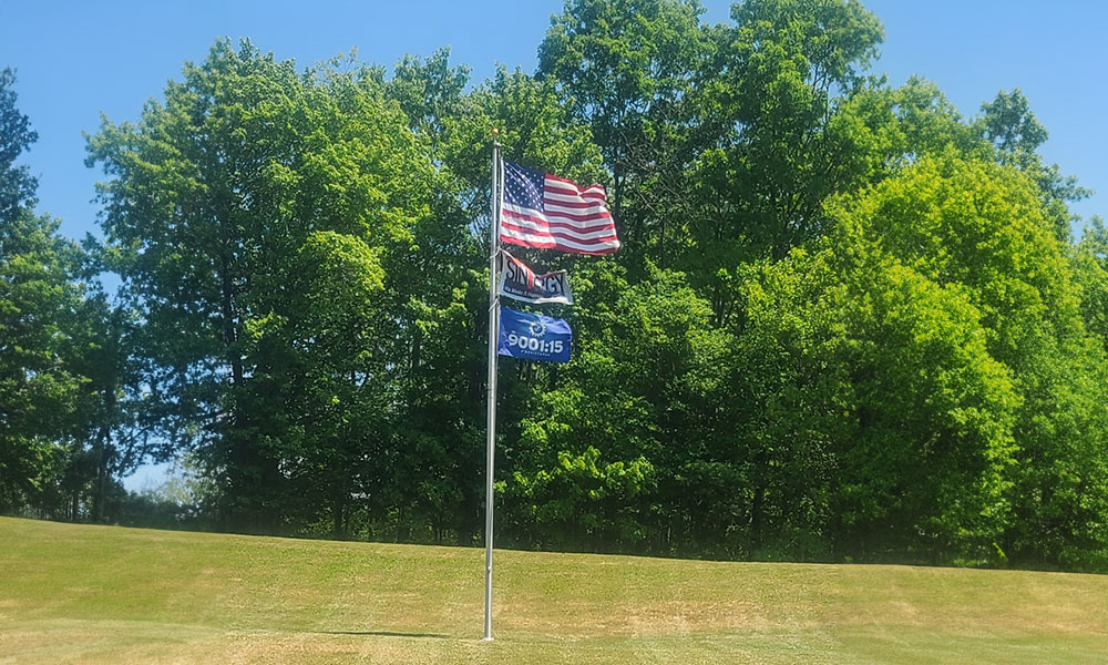 American and Pennsylvania flags at Sintergy